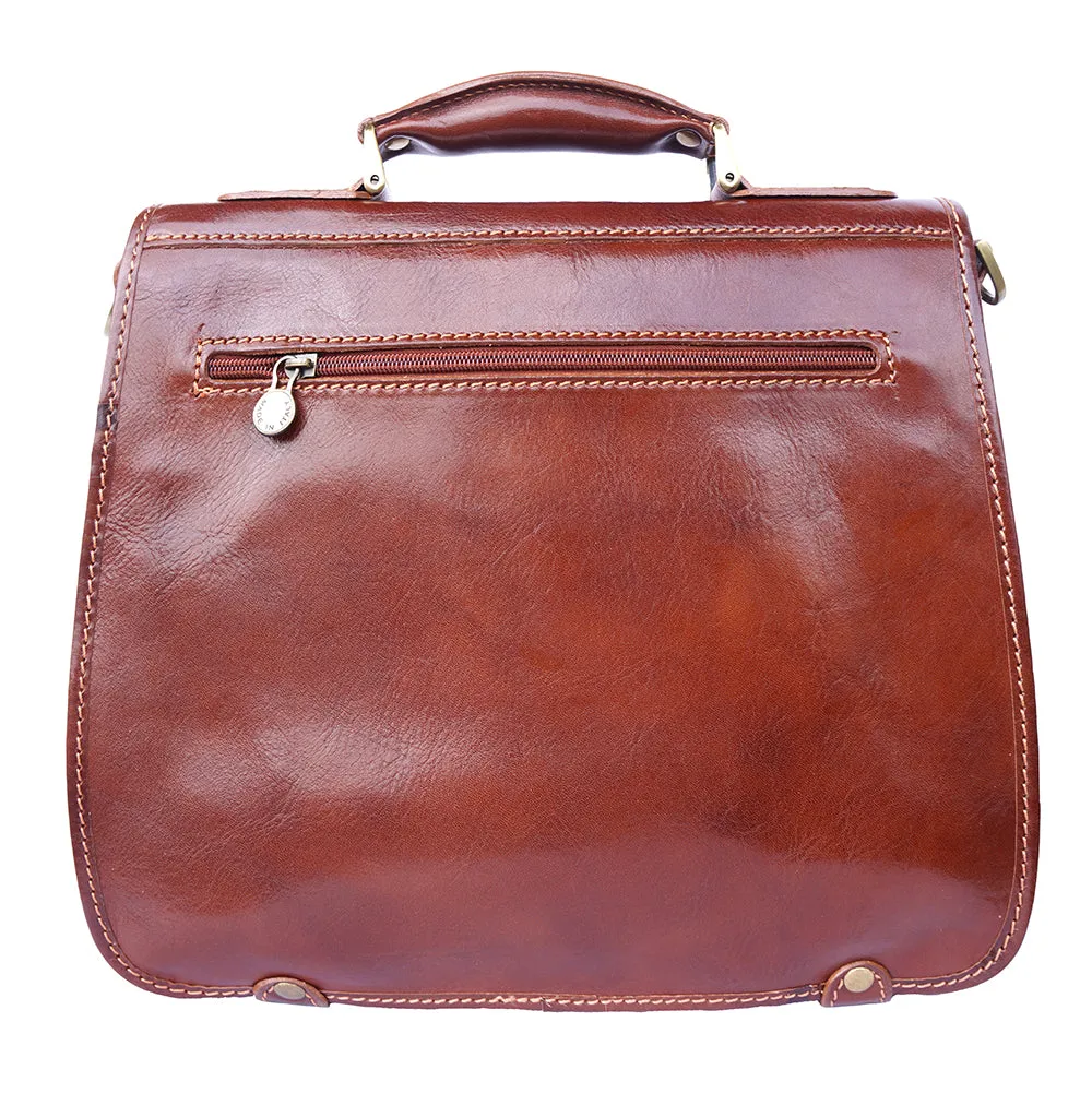 Leather briefcase with two compartments