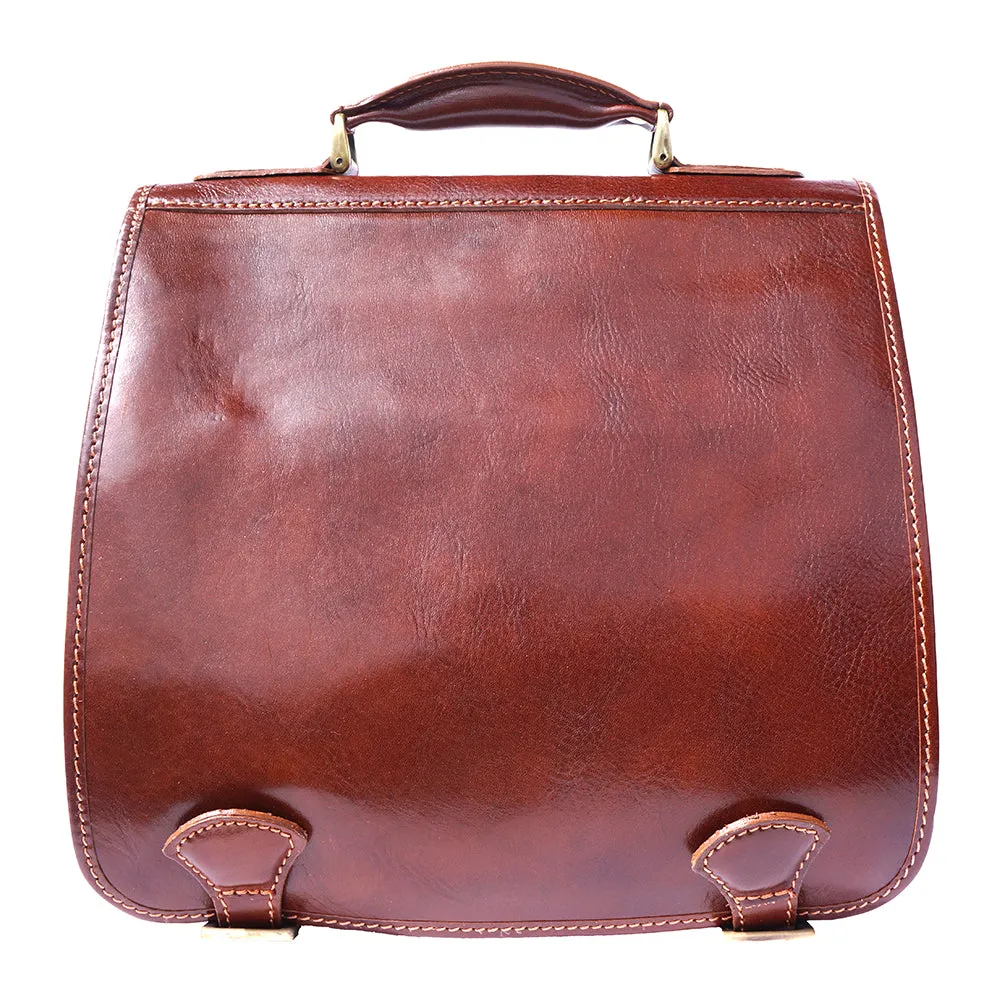 Leather briefcase with two compartments