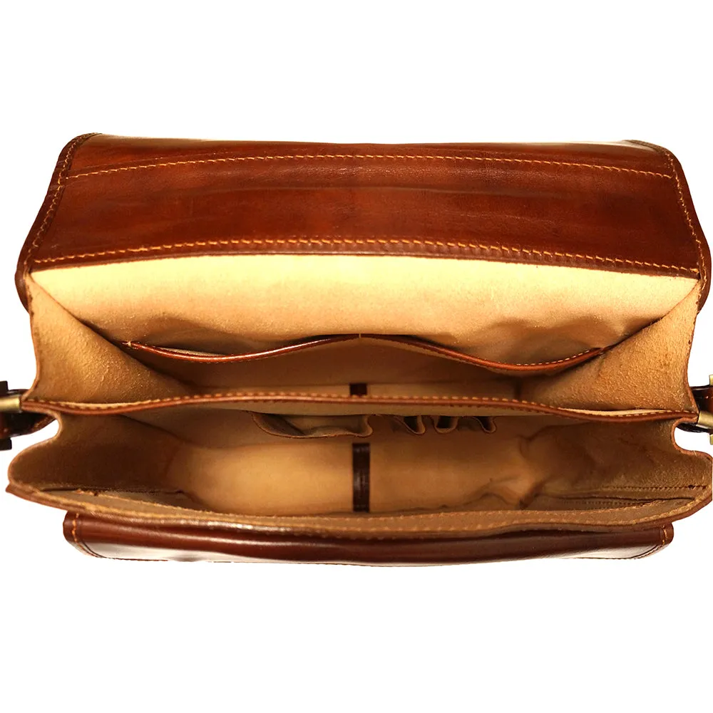 Leather briefcase with two compartments