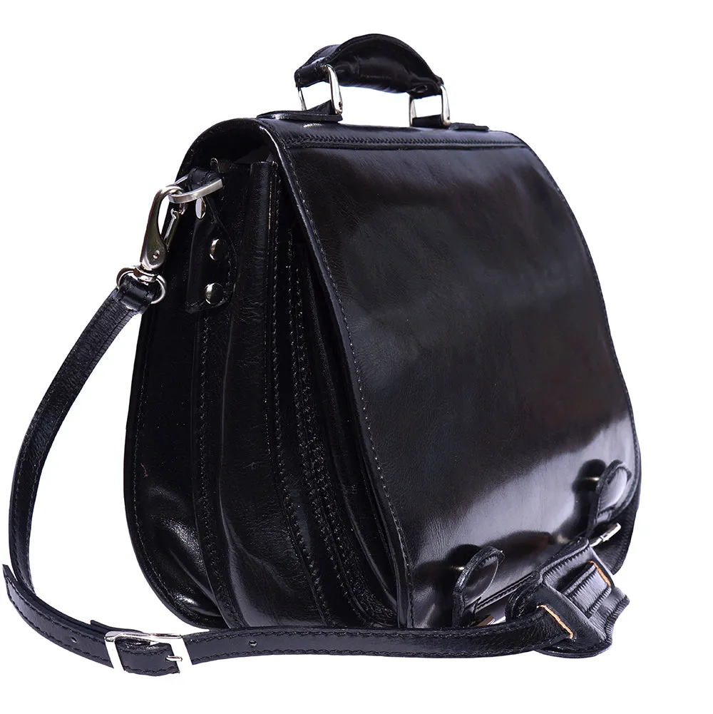 Leather briefcase with two compartments