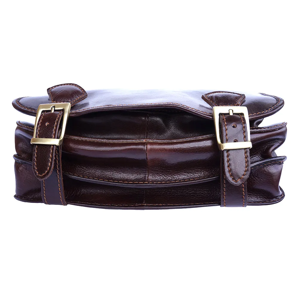 Leather briefcase with two compartments