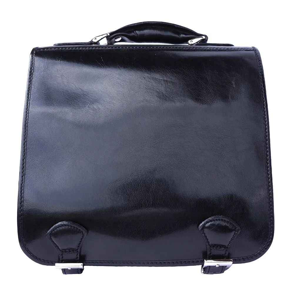 Leather briefcase with two compartments