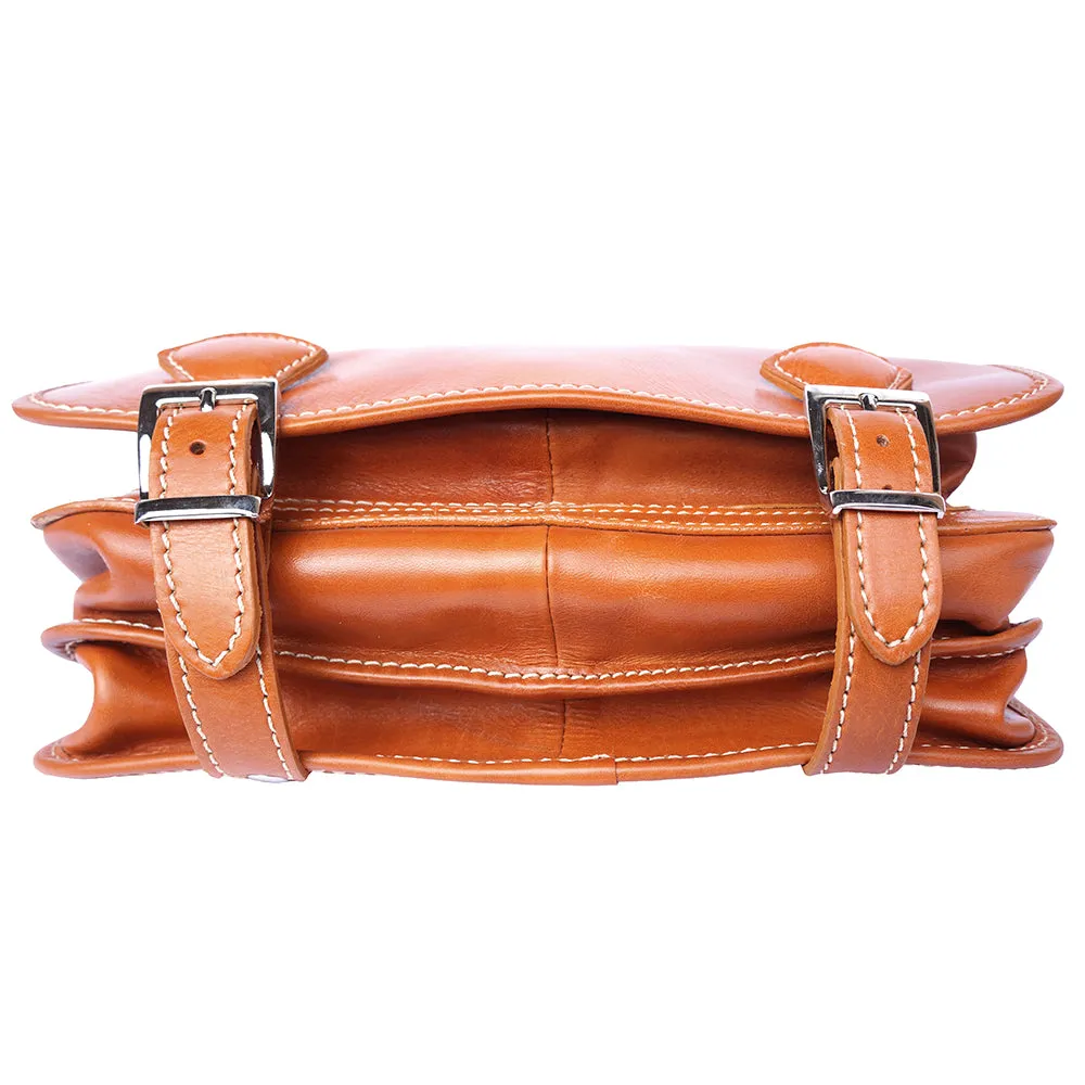 Leather briefcase with two compartments