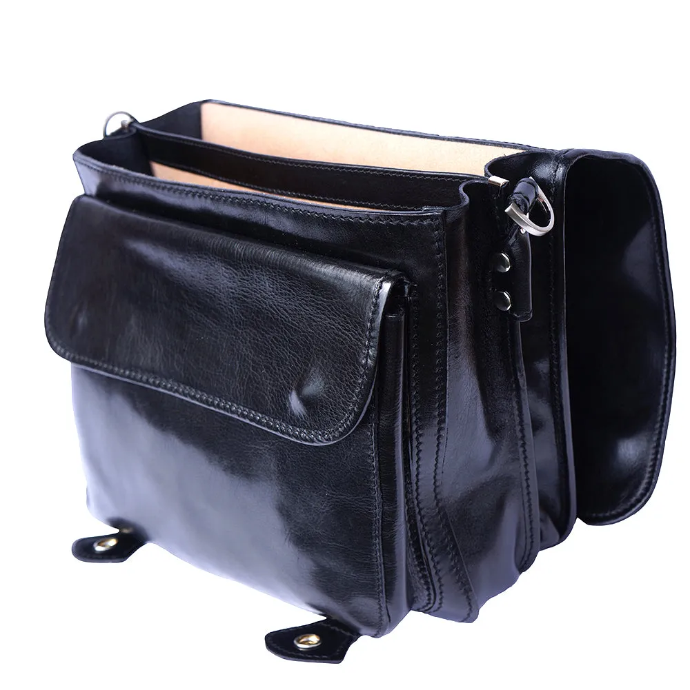 Leather briefcase with two compartments