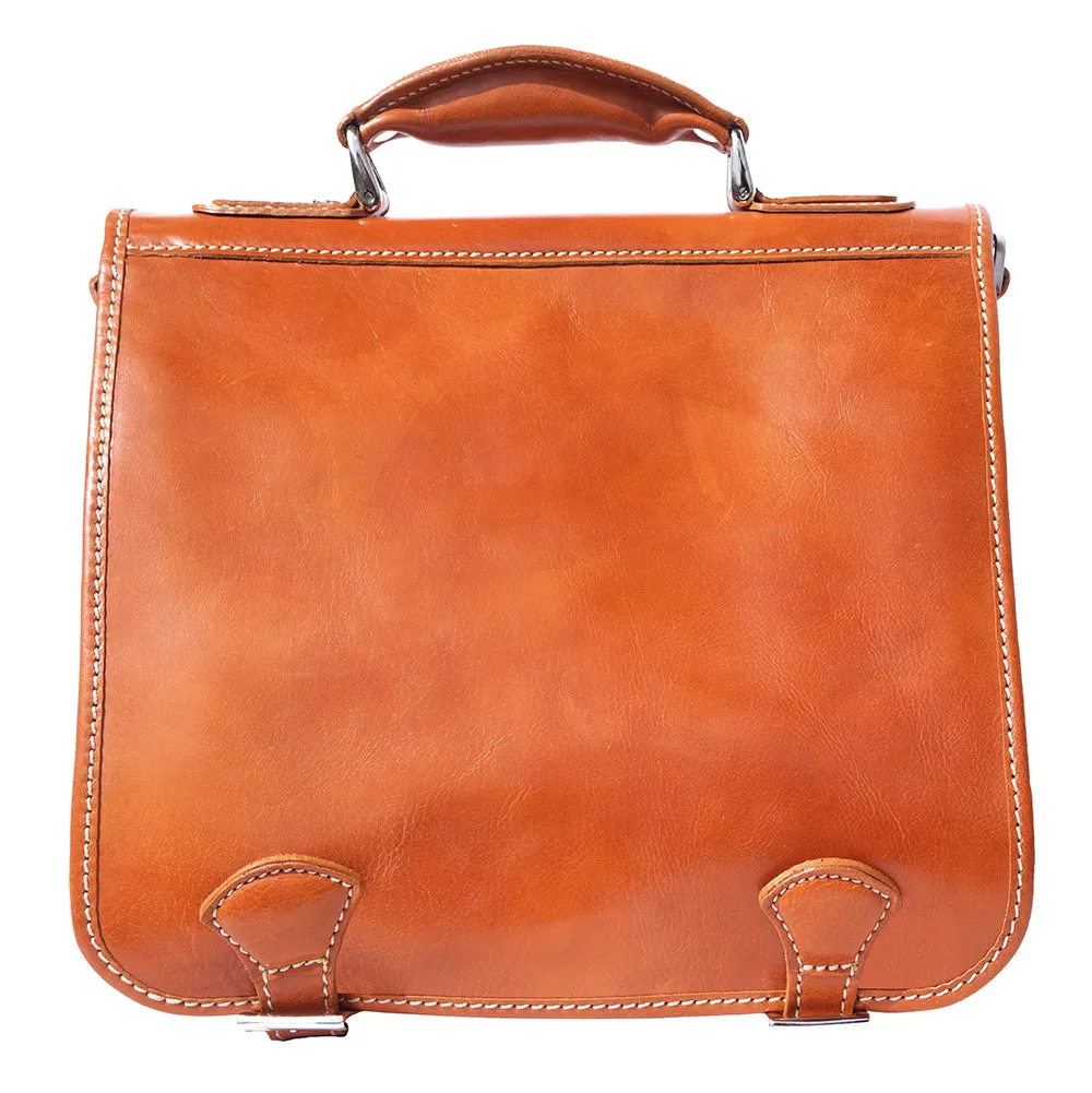 Leather briefcase with two compartments