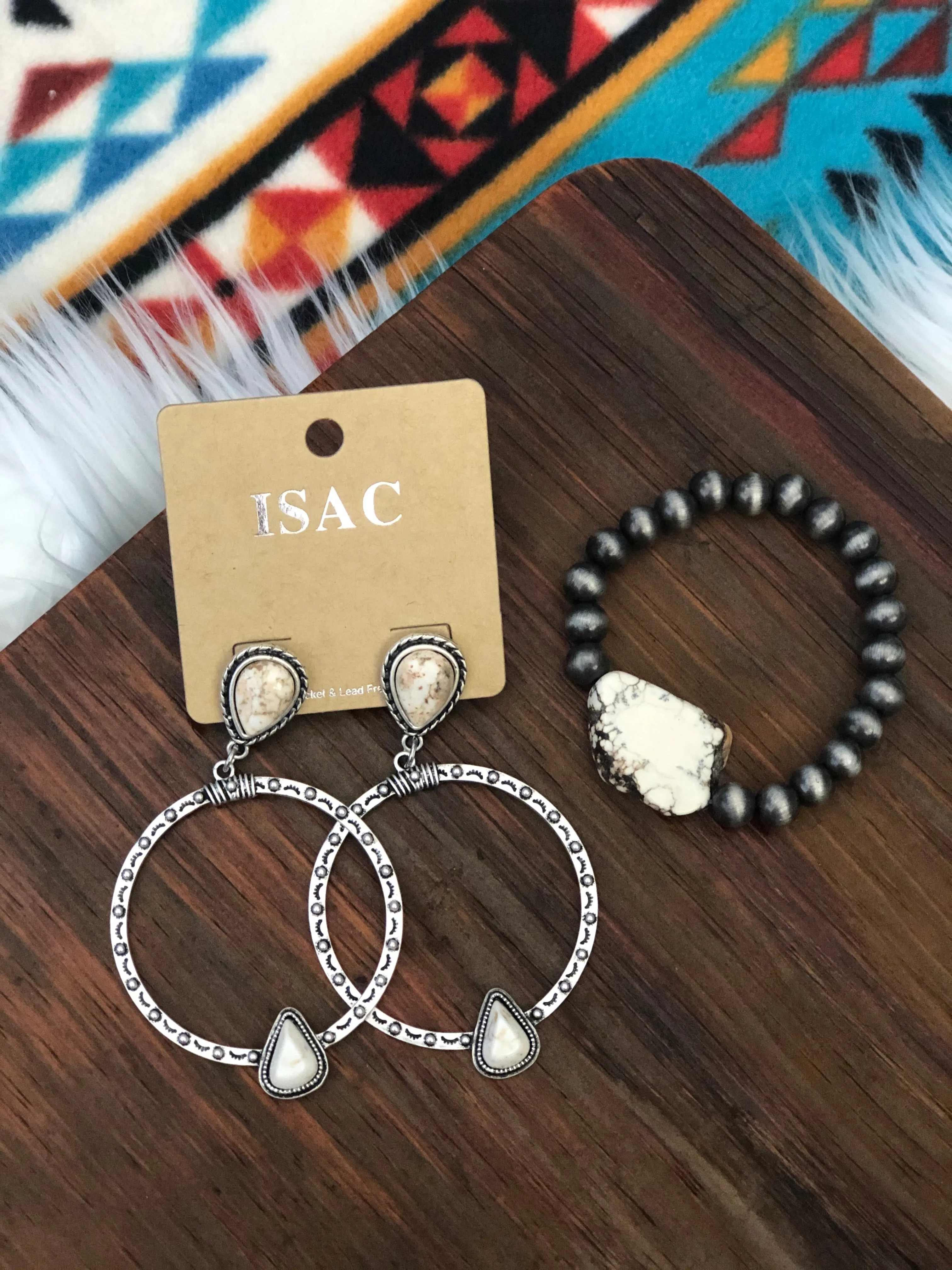 Lorrie Silver & White Hoops