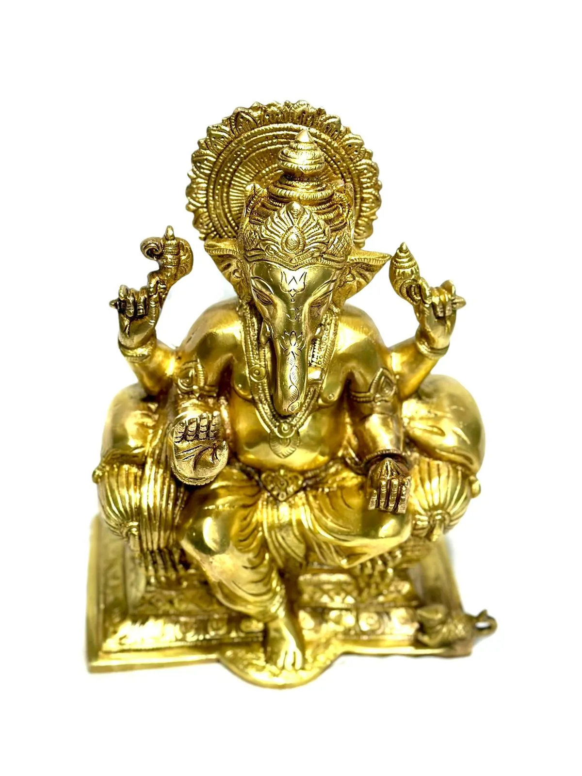 Magnificent Brass Ganesha Idol Indian Craftsmanship Décor By Tamrapatra