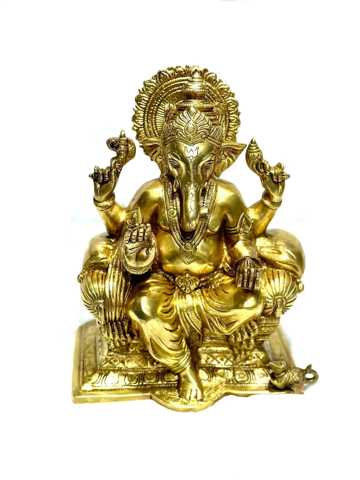 Magnificent Brass Ganesha Idol Indian Craftsmanship Décor By Tamrapatra