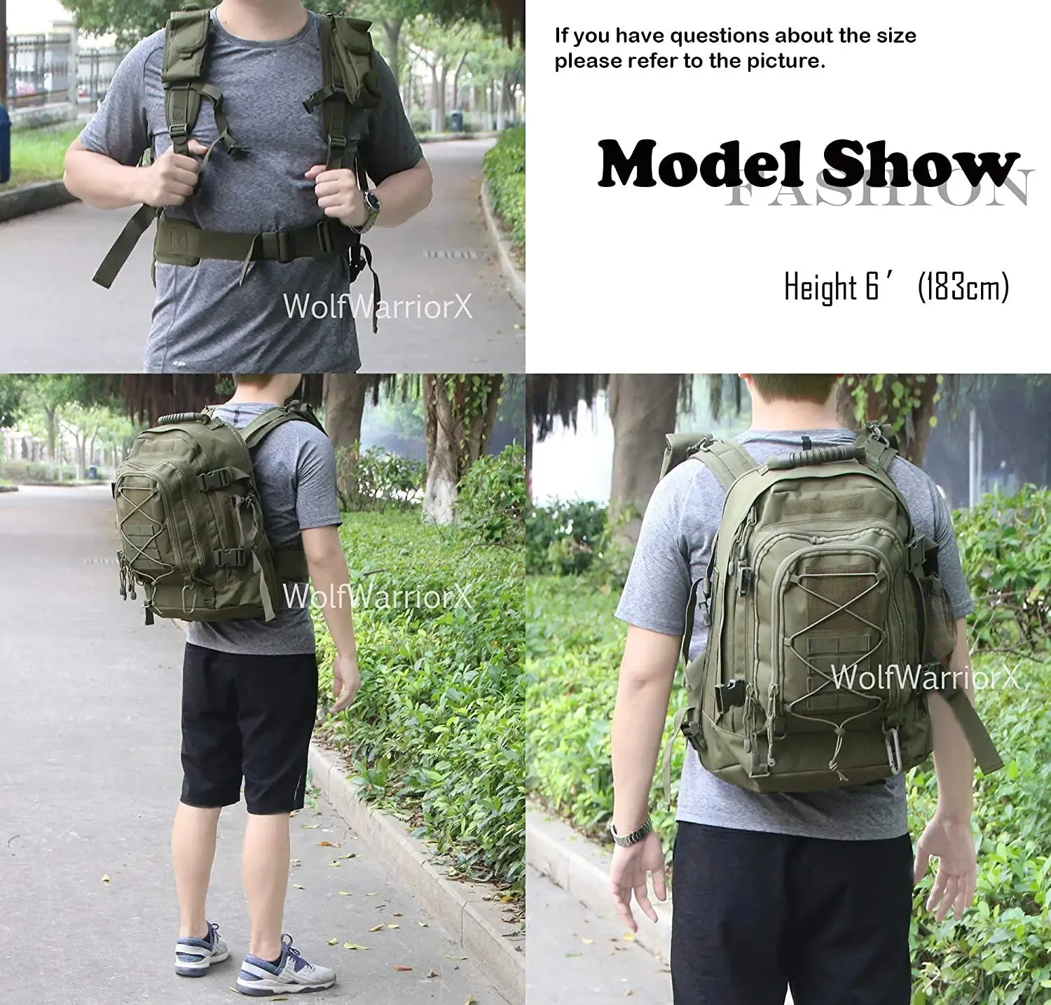 Men Backpacks Large Capacity Military Tactical Hiking Expandable 39L-60L Backpack