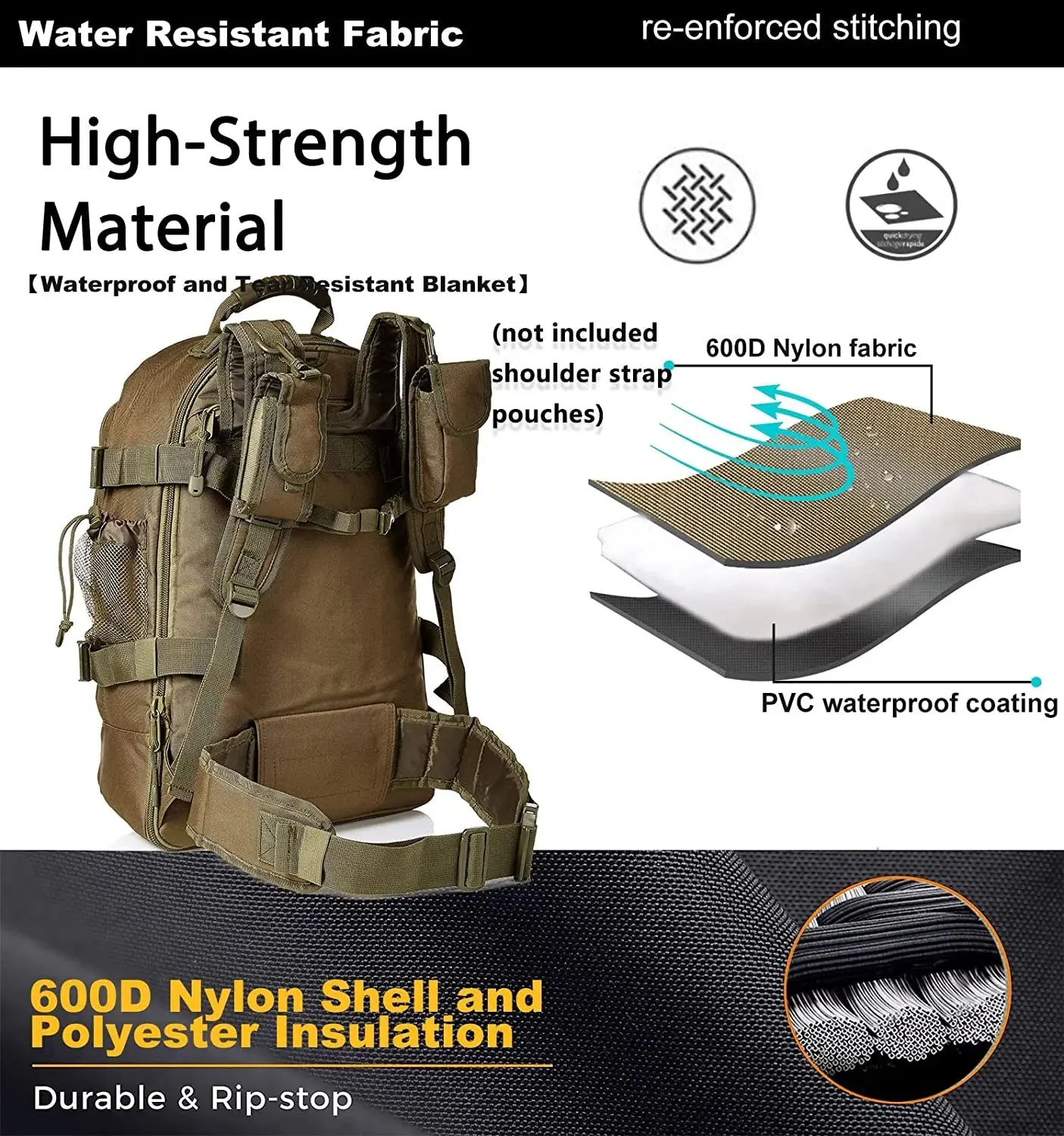 Men Backpacks Large Capacity Military Tactical Hiking Expandable 39L-60L Backpack