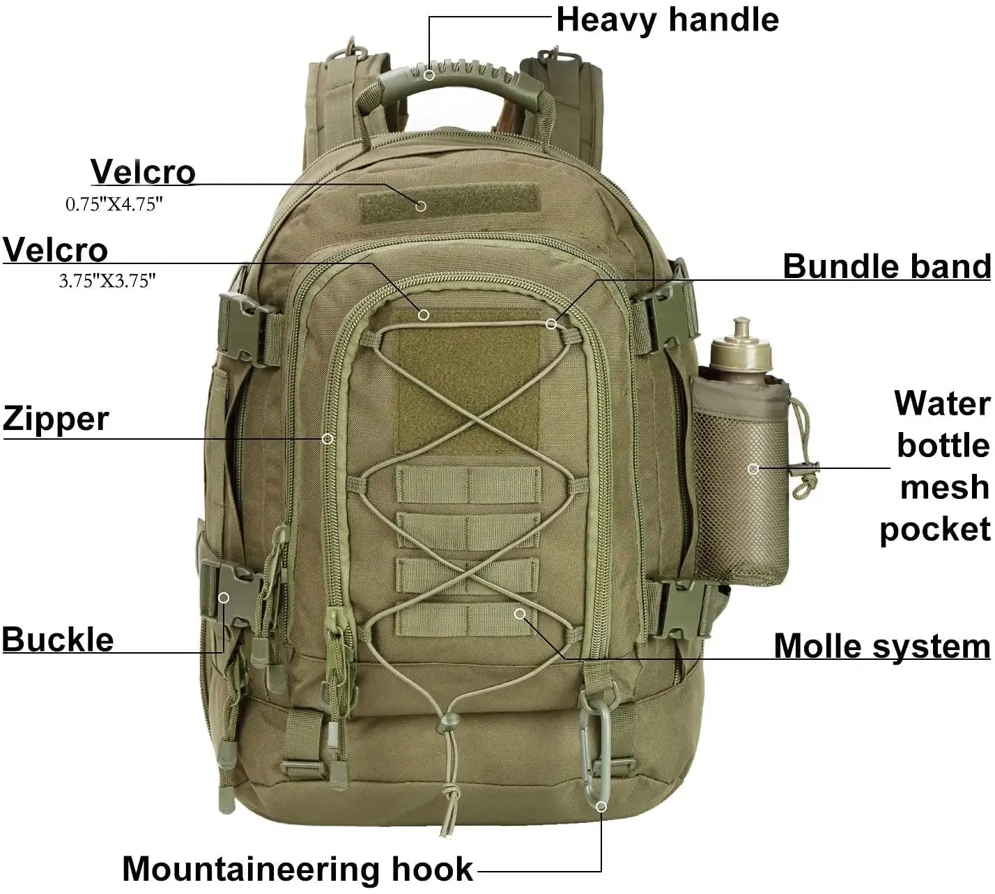 Men Backpacks Large Capacity Military Tactical Hiking Expandable 39L-60L Backpack