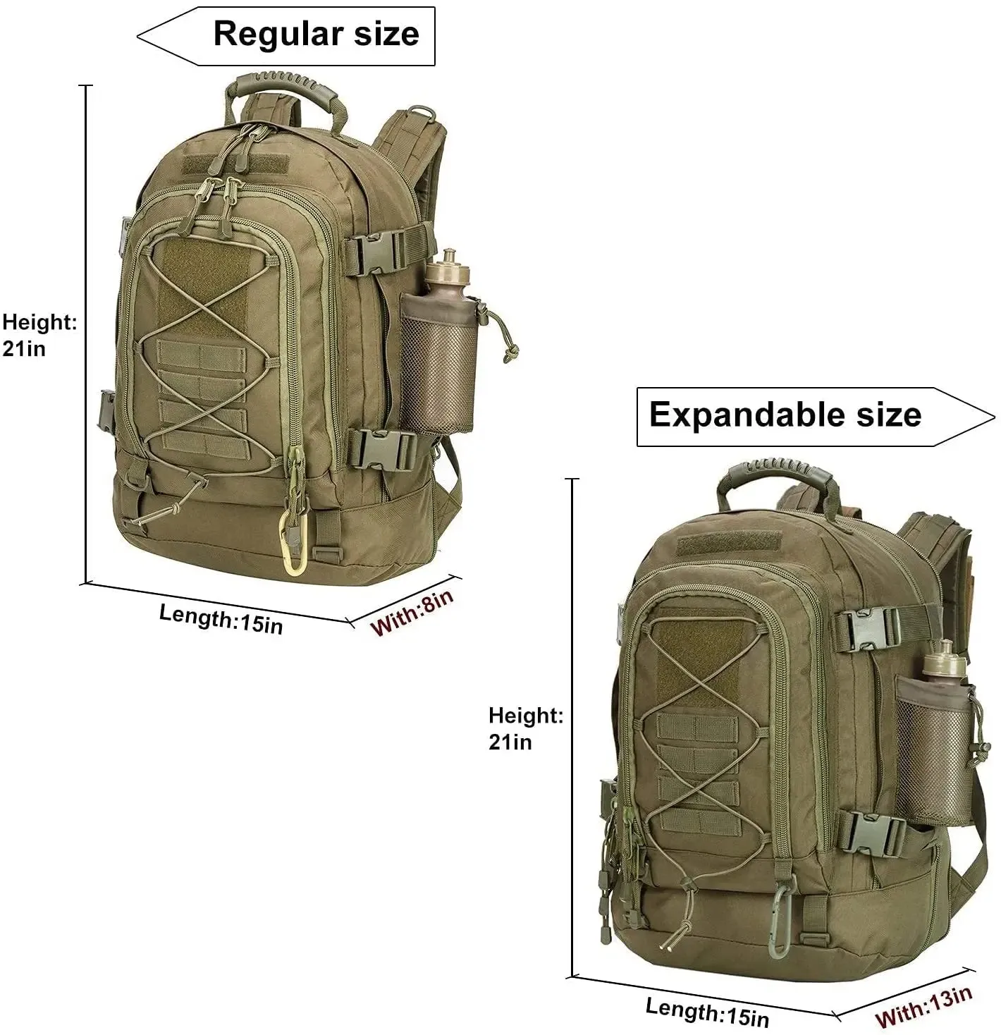 Men Backpacks Large Capacity Military Tactical Hiking Expandable 39L-60L Backpack