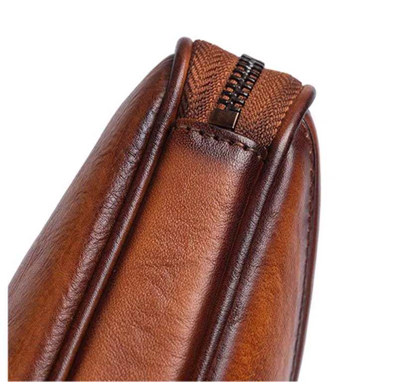 Mens Vintage Leather Buiness Briefcase Shoulder Cross Body Bag 2766