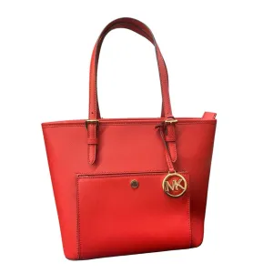 MICHAEL KORS JET SET TOTE BAG LARGE LEATHER SNAP POCKET Red