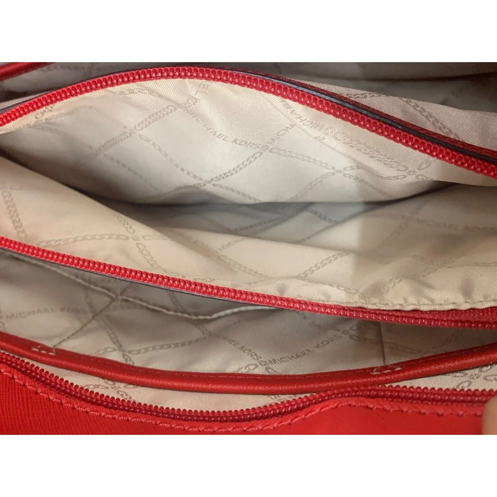 MICHAEL KORS JET SET TOTE BAG LARGE LEATHER SNAP POCKET Red