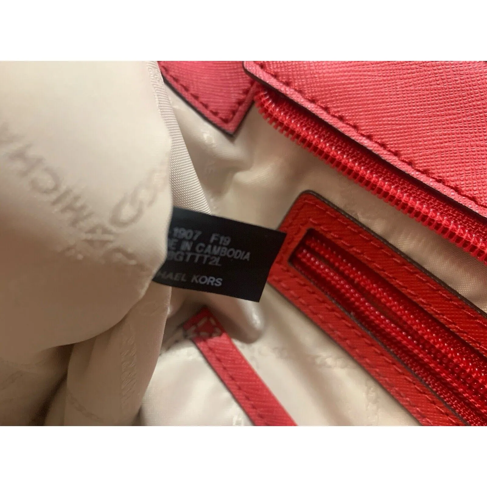 MICHAEL KORS JET SET TOTE BAG LARGE LEATHER SNAP POCKET Red