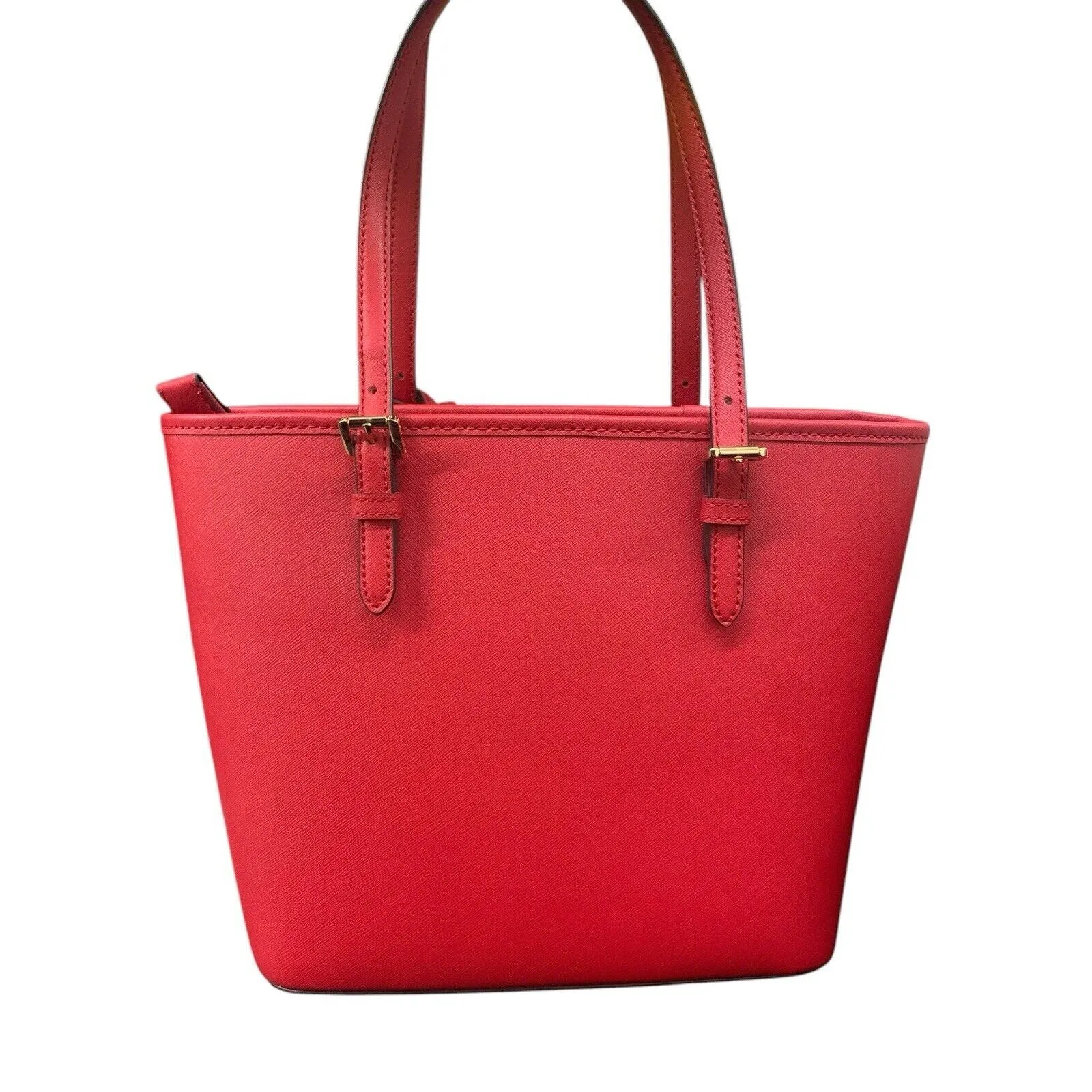 MICHAEL KORS JET SET TOTE BAG LARGE LEATHER SNAP POCKET Red
