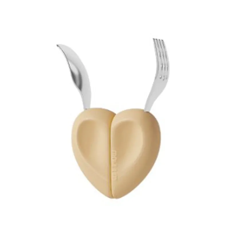 Moyuum Silicone Self-Feeding Heart Spoon & Fork Set