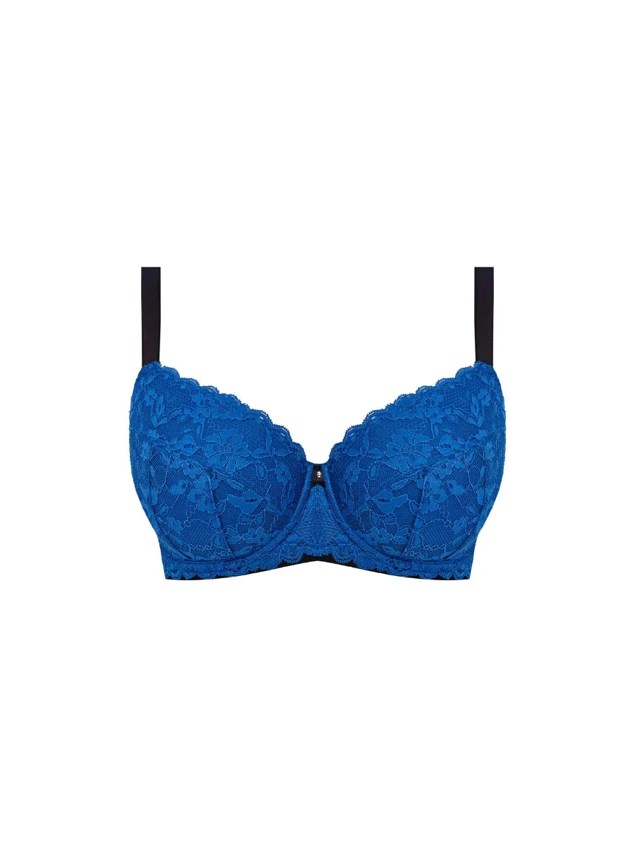 Offbeat Padded Half Cup Bra - Dazzling Blue