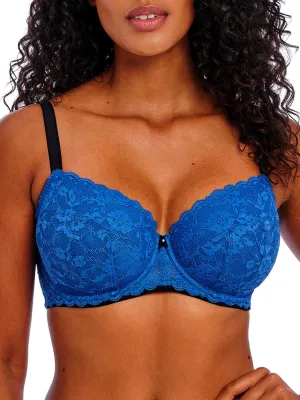 Offbeat Padded Half Cup Bra - Dazzling Blue