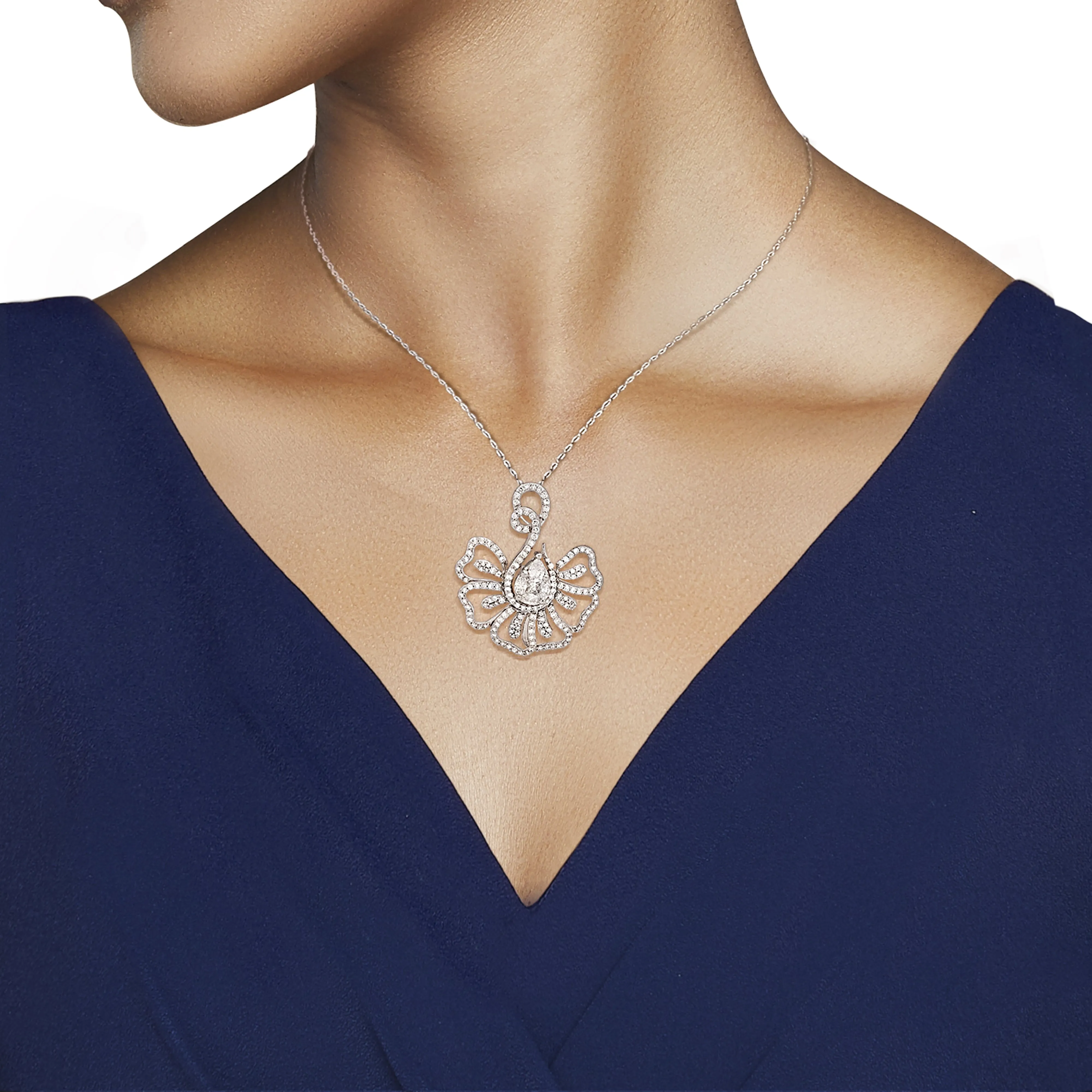 One Floret Diamond Pendant