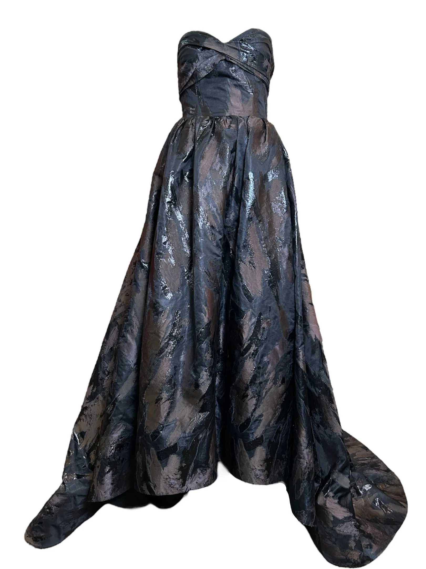 Oscar de la Renta F/W 2009 Black "Paint Strokes" Black Ball Gown