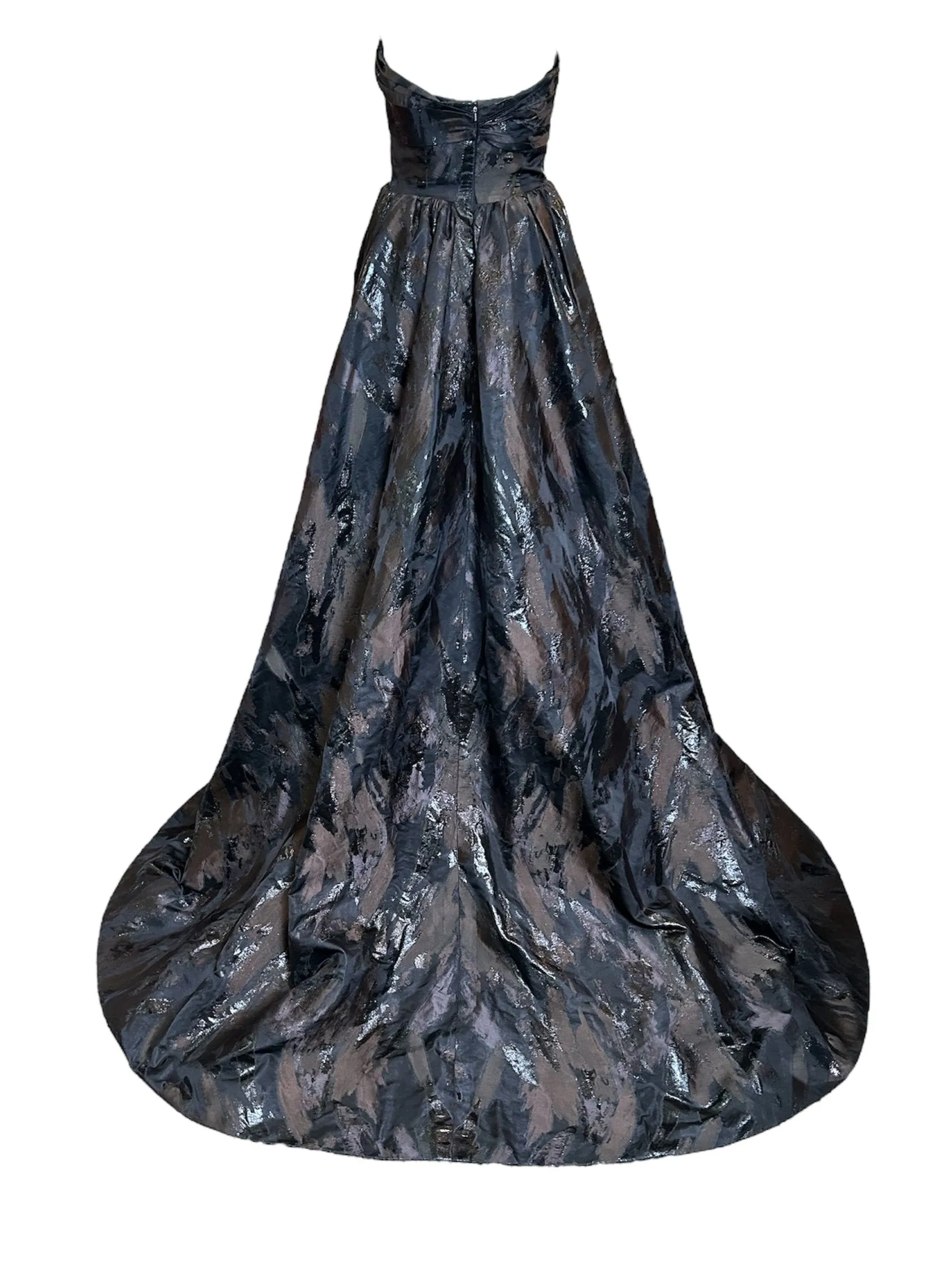 Oscar de la Renta F/W 2009 Black "Paint Strokes" Black Ball Gown