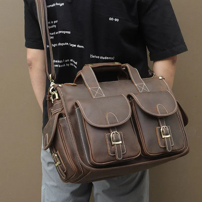 Pancho Light Crazy Horse Satchel|Satchel Lledr Pancho Golau