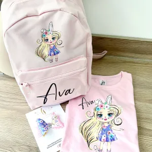 Personalised Bunny Rucksack,Tshirt And Bow
