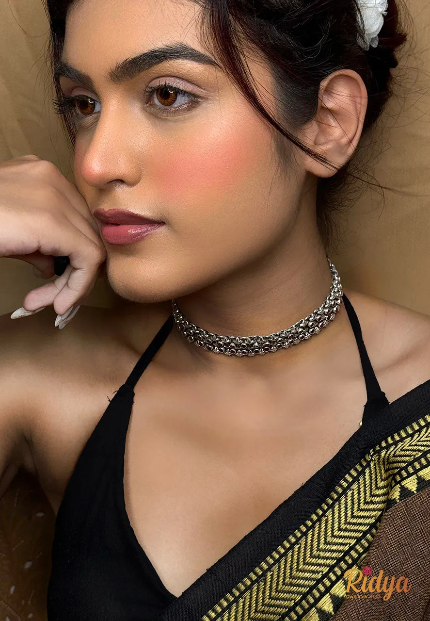 Pink Stone Jadau Three Layer Choker Necklace