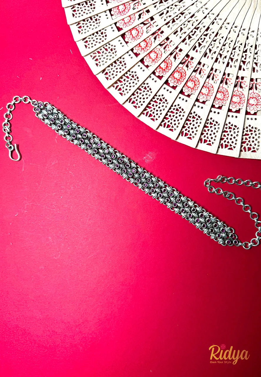 Pink Stone Jadau Three Layer Choker Necklace