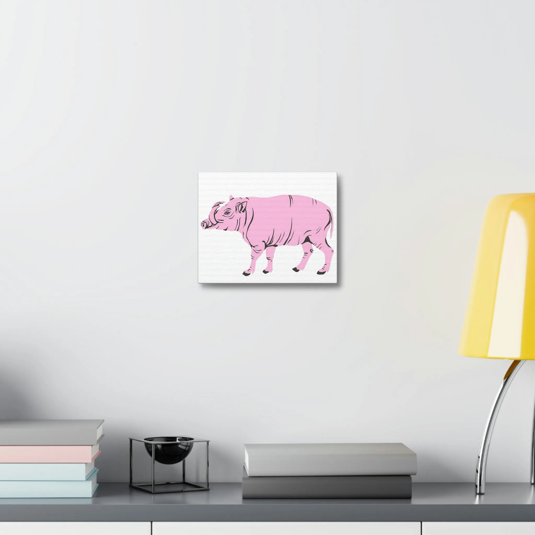 Pink Warthog Stretched Canvas