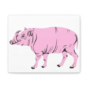 Pink Warthog Stretched Canvas
