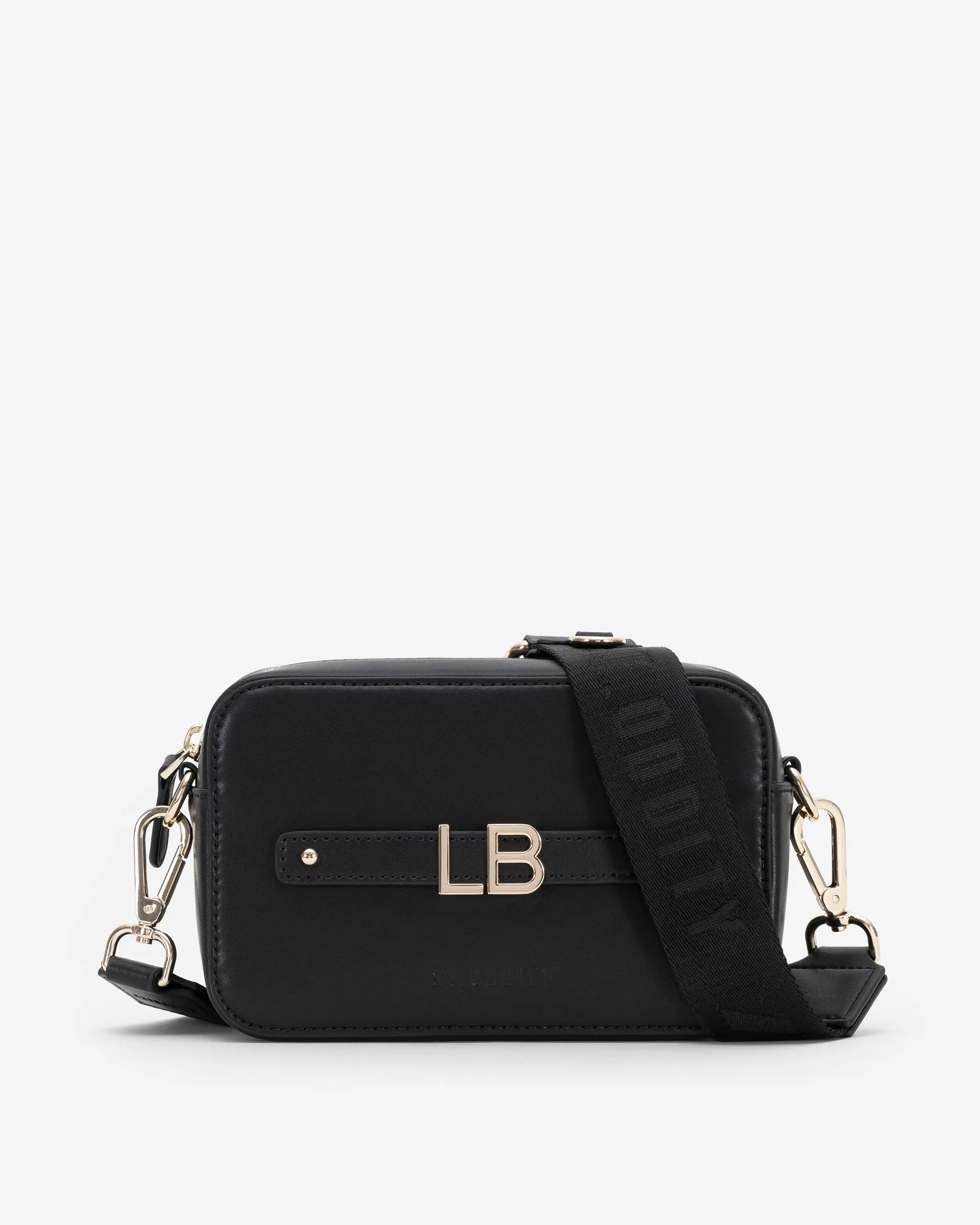 Pre-order (Mid-February): Zip Crossbody Bag in Black/Gold with Personalised Hardware