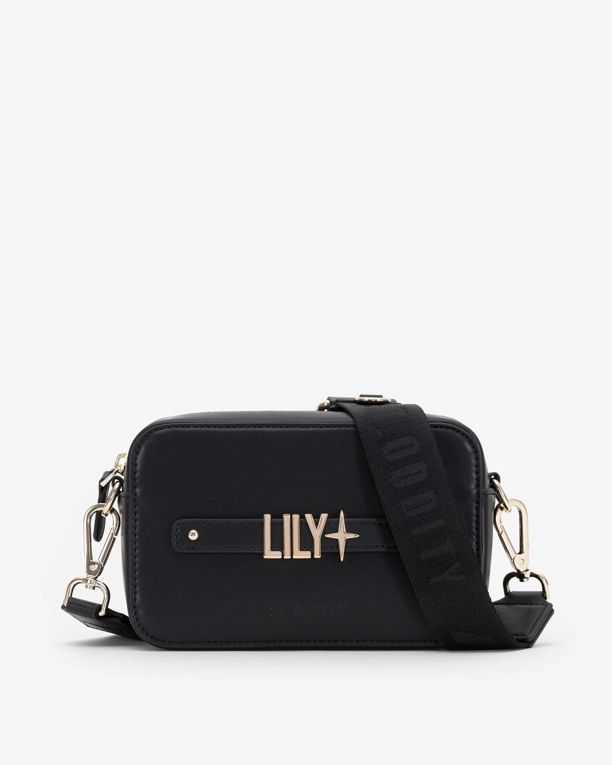 Pre-order (Mid-February): Zip Crossbody Bag in Black/Gold with Personalised Hardware