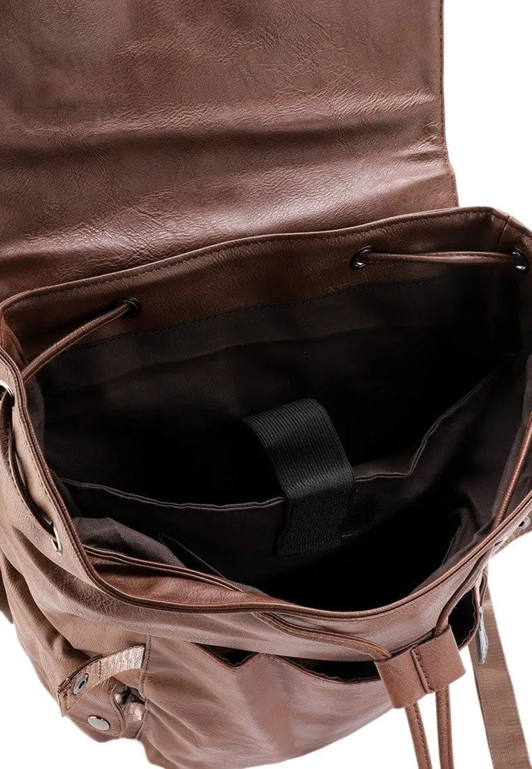 Pu Pocket Flap Large Backpack - Camel