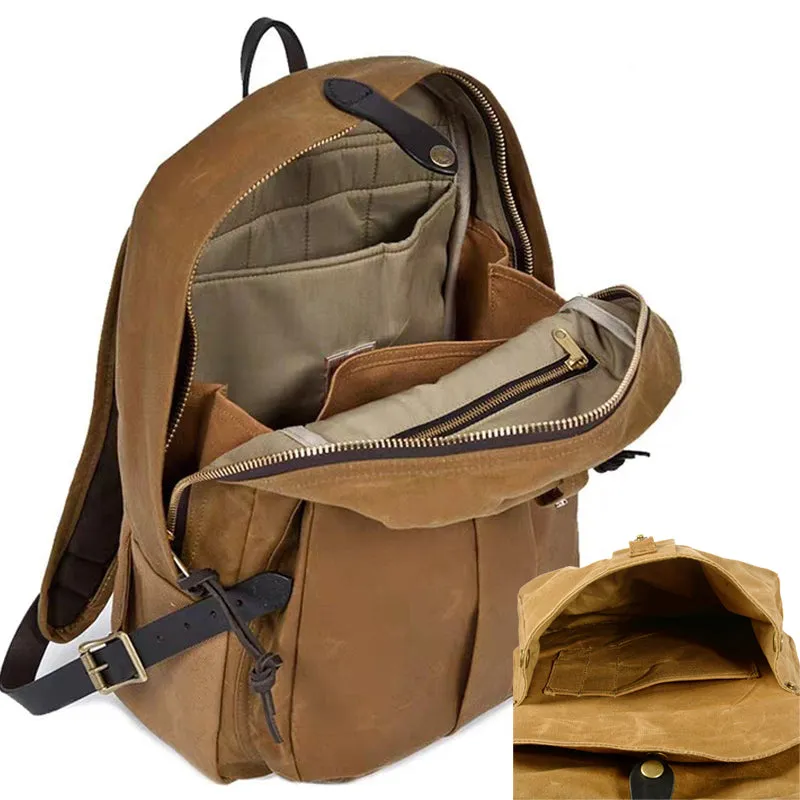 Retro Oil Wax Canvas Backpack School Bag