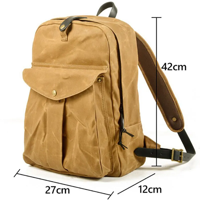Retro Oil Wax Canvas Backpack School Bag
