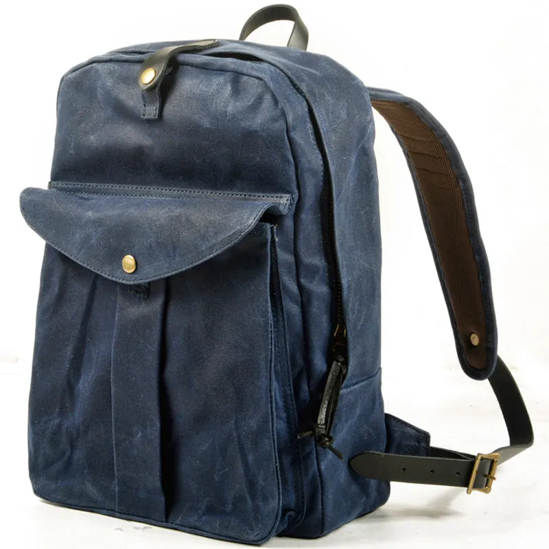 Retro Oil Wax Canvas Backpack School Bag
