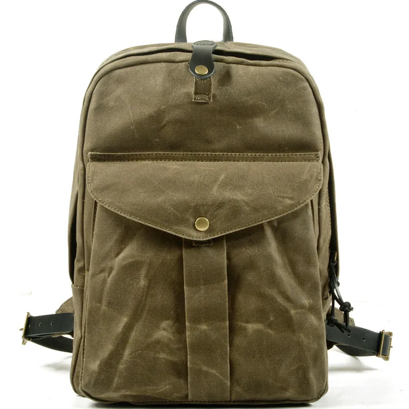 Retro Oil Wax Canvas Backpack School Bag