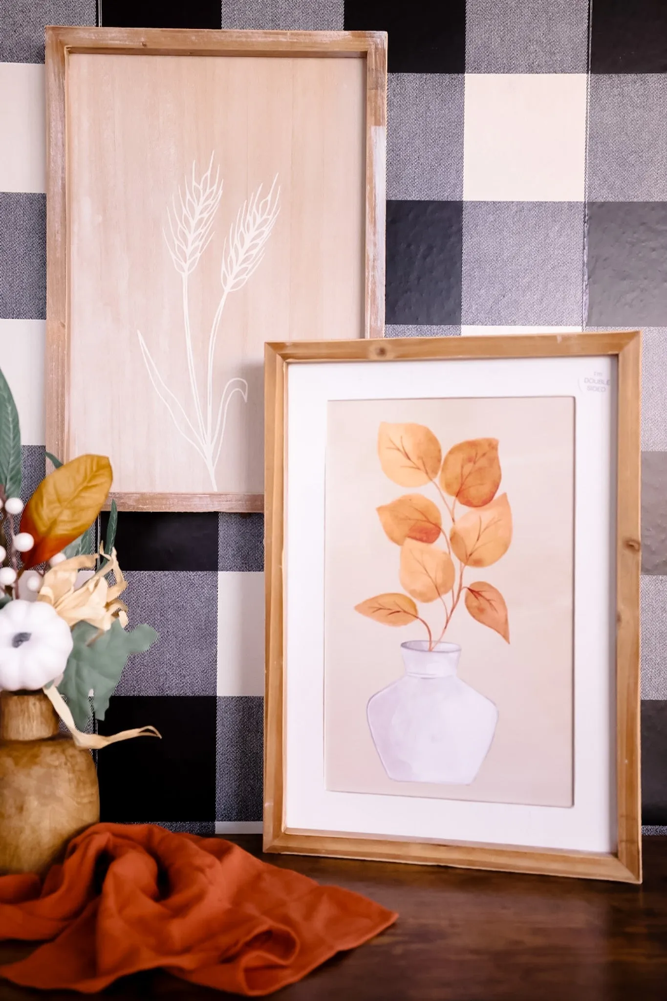 Reversible Floral Vase & Wheat Wall Art FINAL SALE