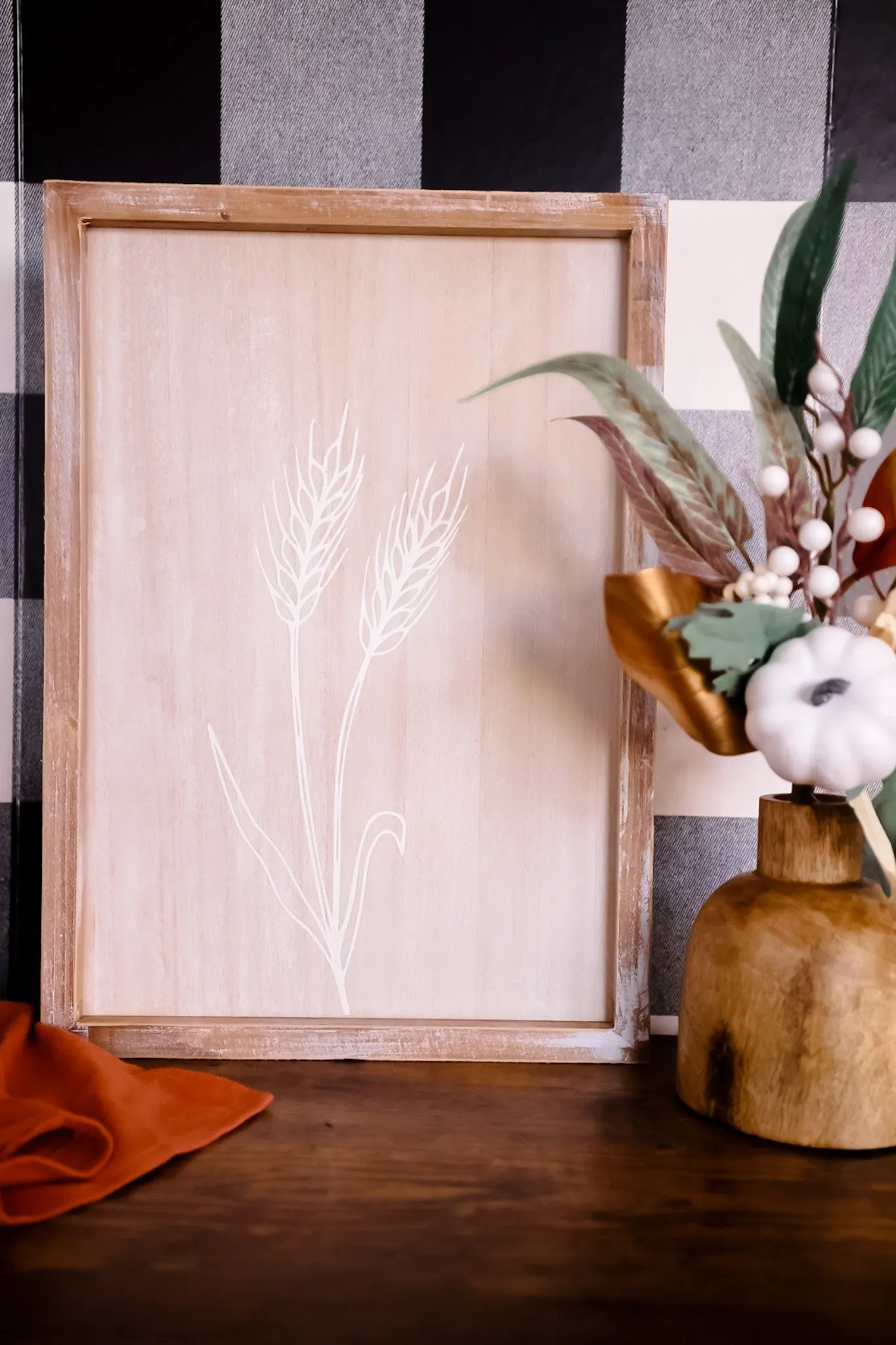 Reversible Floral Vase & Wheat Wall Art FINAL SALE