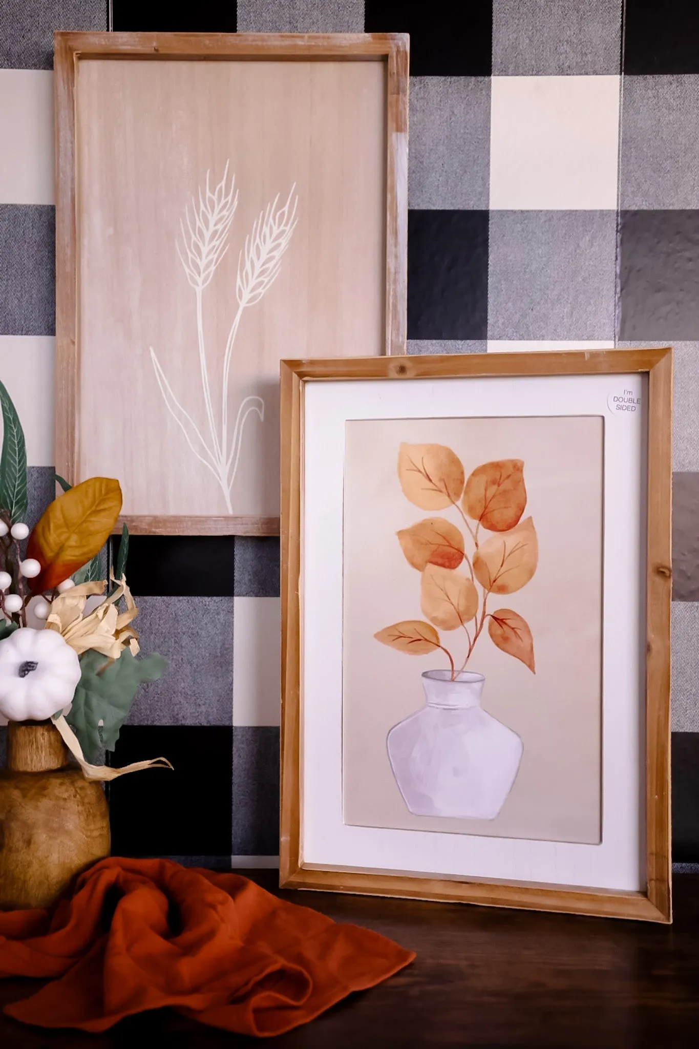 Reversible Floral Vase & Wheat Wall Art FINAL SALE