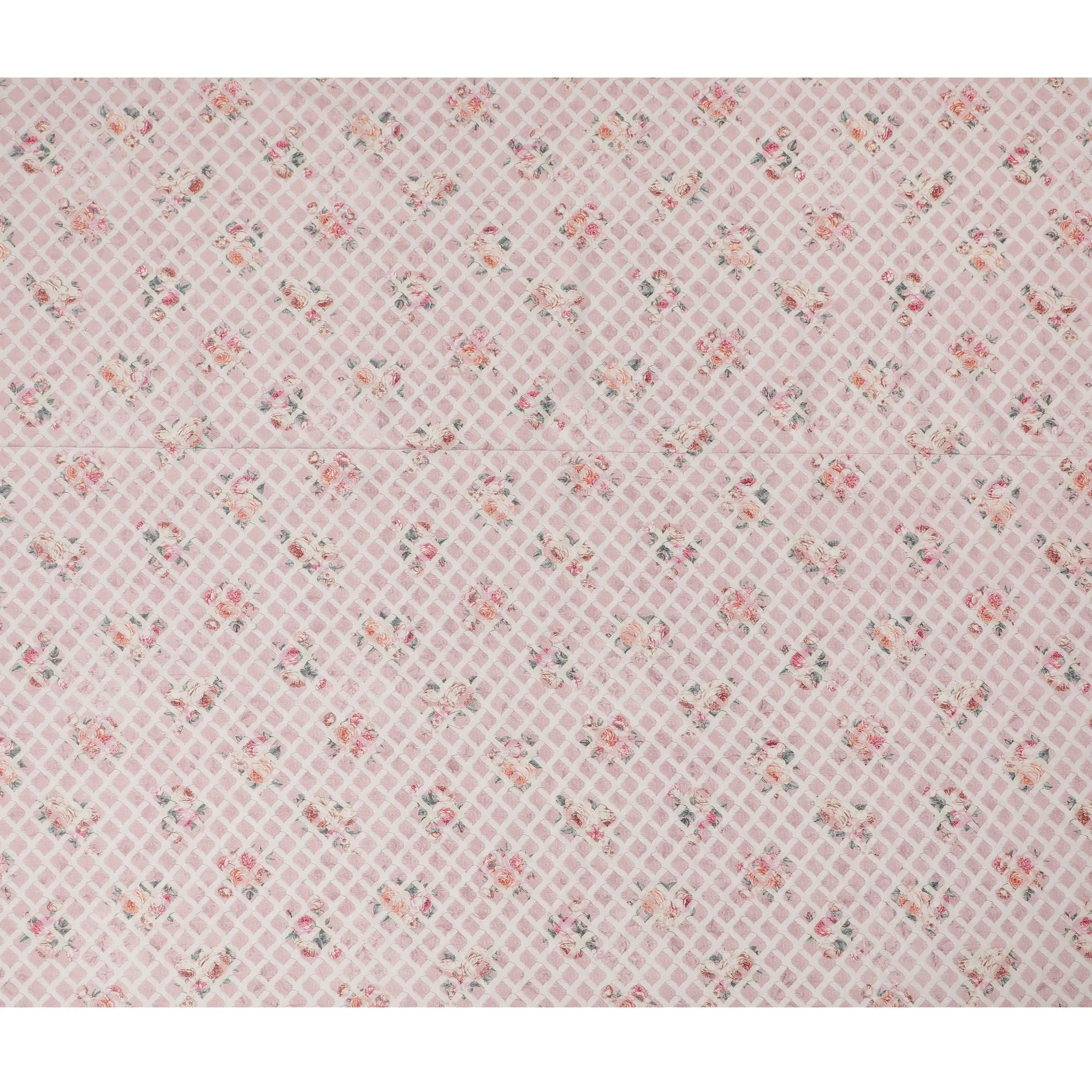 Romantic Floral-Embroidered Synthetic Cotton Fabric - Soft Pink, 110cm Wide-D18745