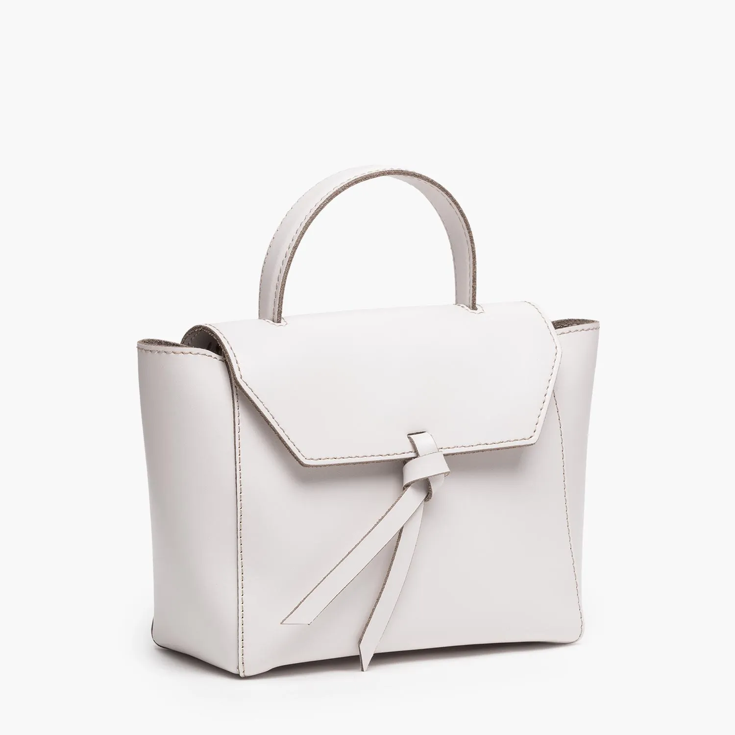 Siena Mini Leather Satchel Crossbody Bag - Cream