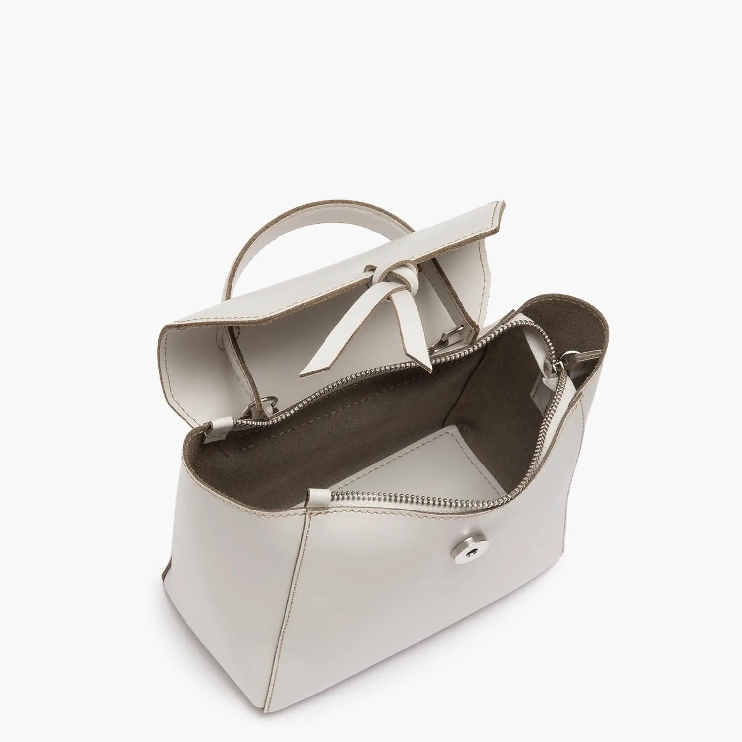 Siena Mini Leather Satchel Crossbody Bag - Cream