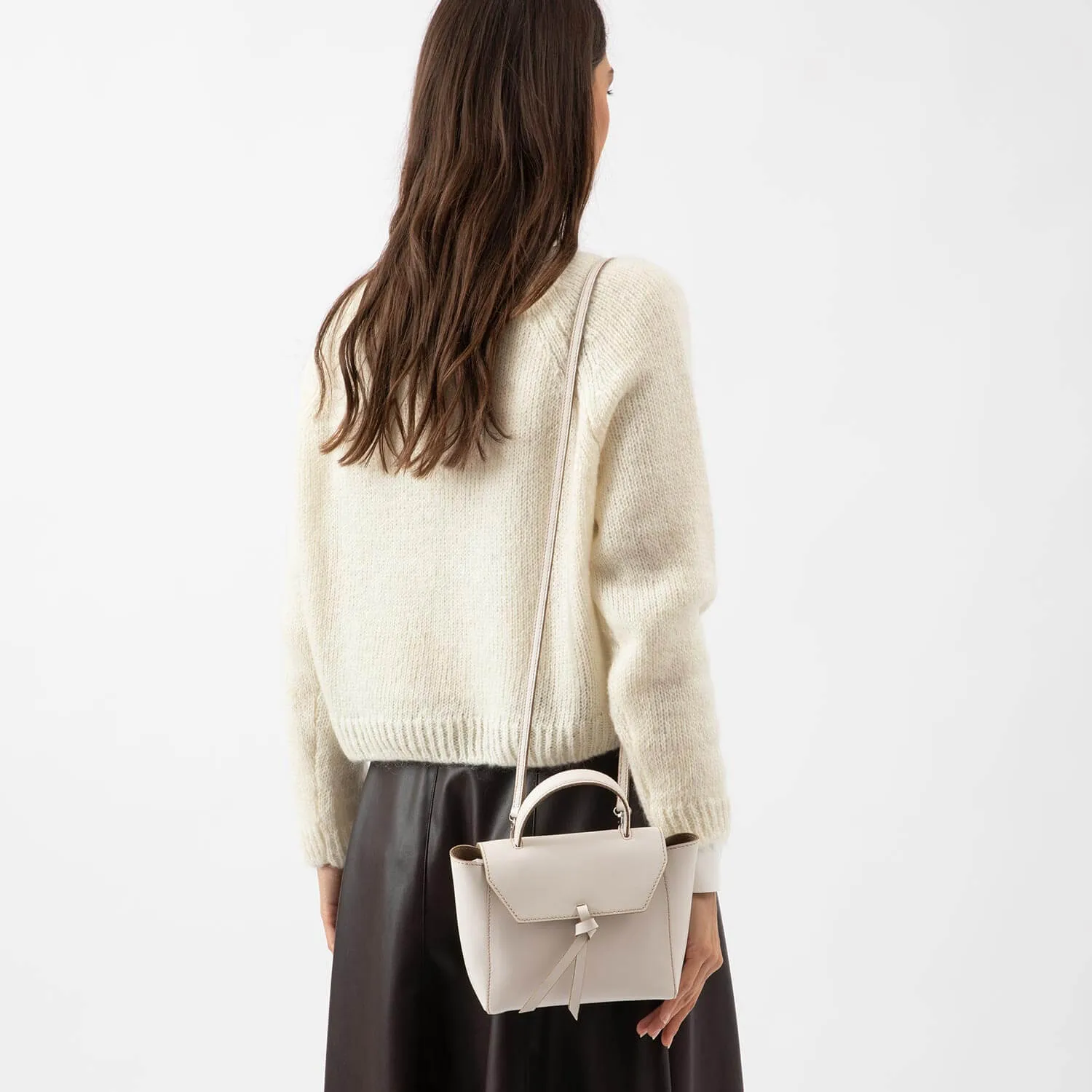 Siena Mini Leather Satchel Crossbody Bag - Cream