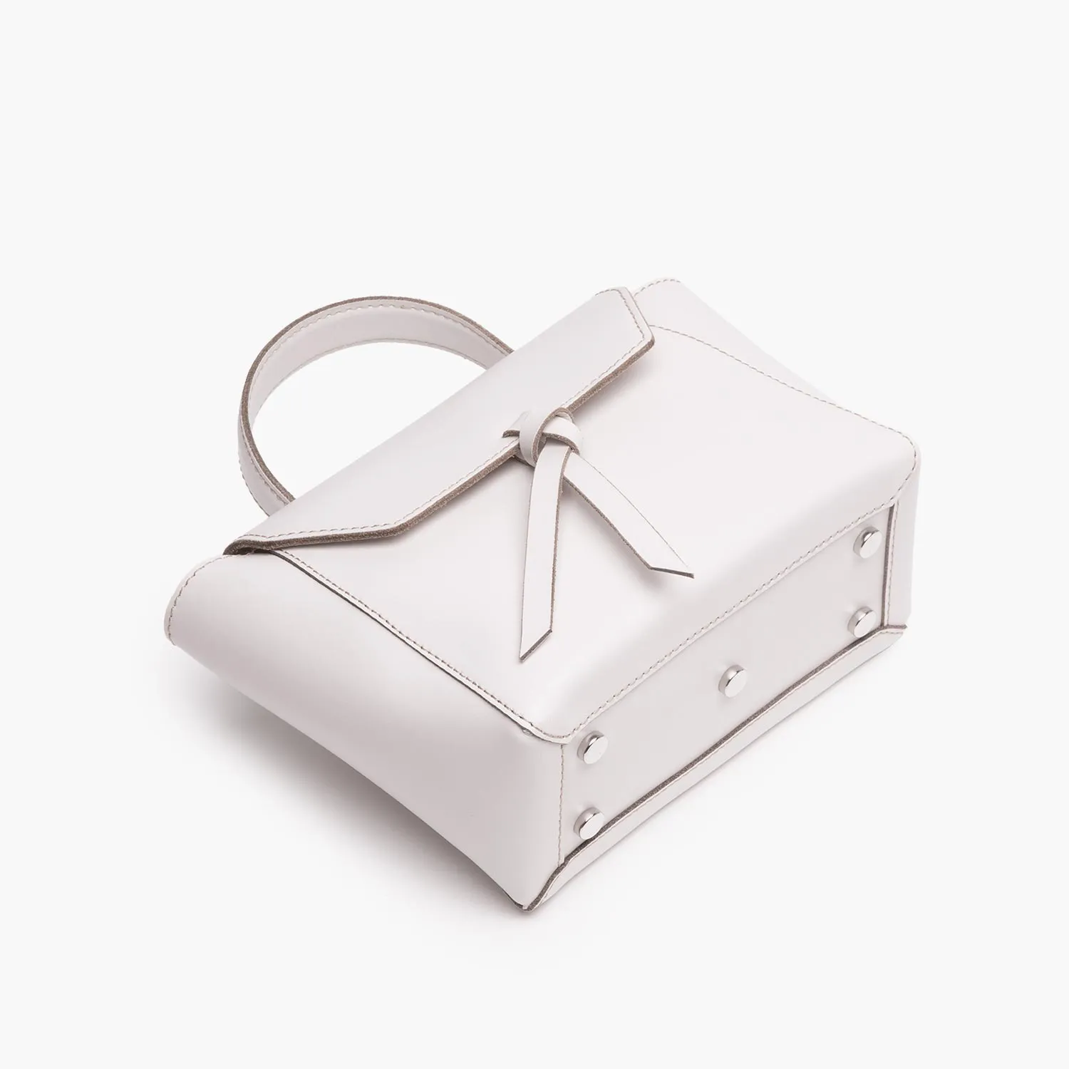 Siena Mini Leather Satchel Crossbody Bag - Cream