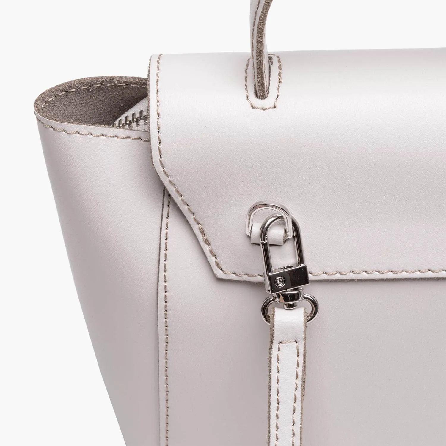 Siena Mini Leather Satchel Crossbody Bag - Cream