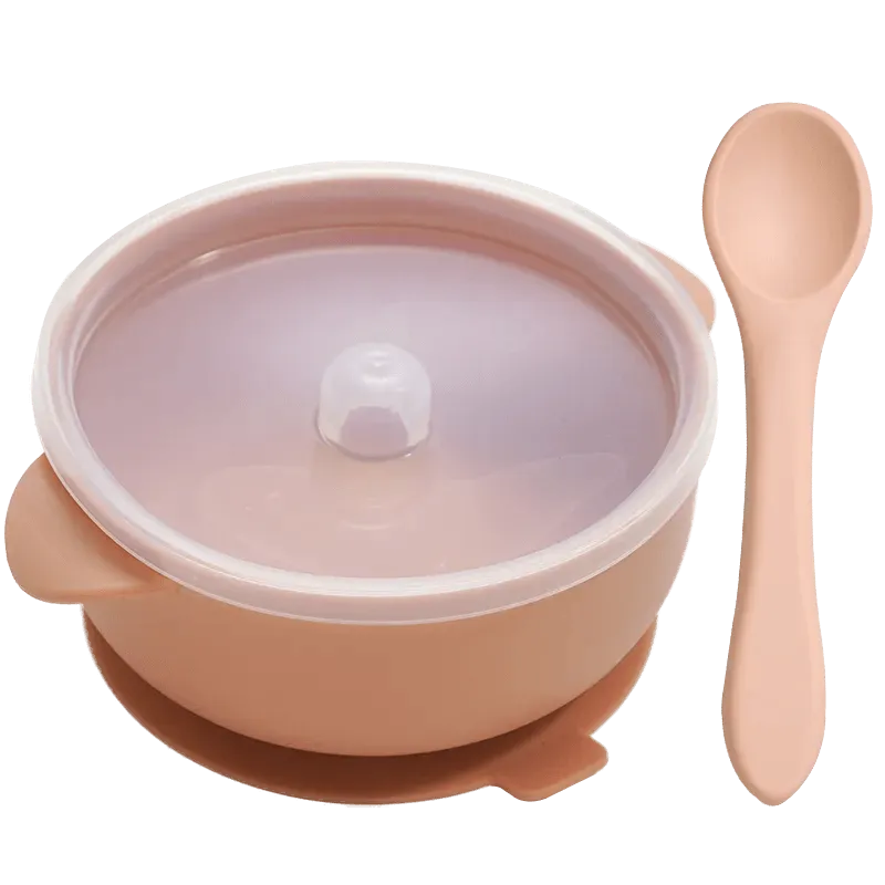 Silicone Essentials: Kid-Proof Non-Slip Bowl with Lid and Spoon